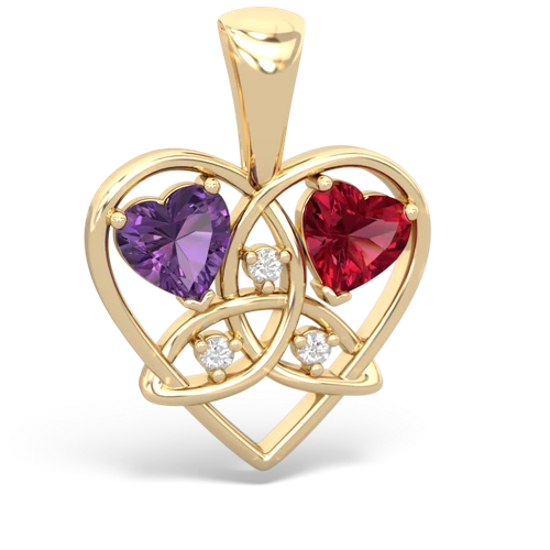 amethyst-lab ruby celtic heart pendant