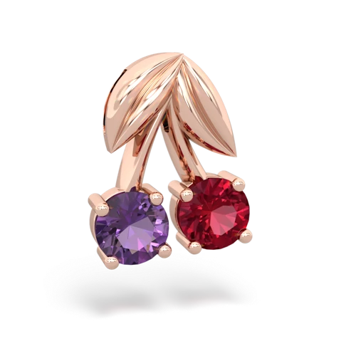 amethyst-lab ruby cherries pendant