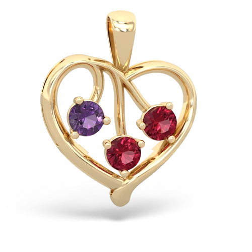 amethyst-lab ruby love heart pendant
