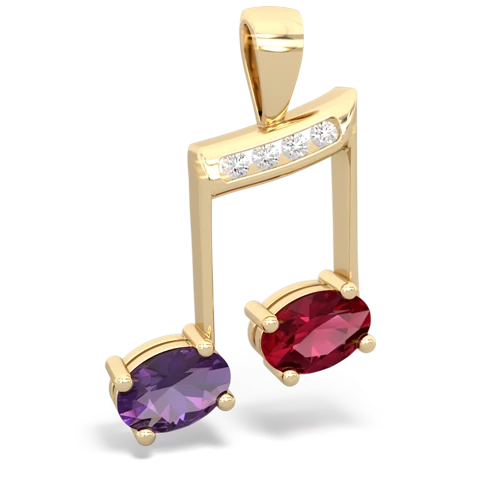 amethyst-lab ruby music notes pendant