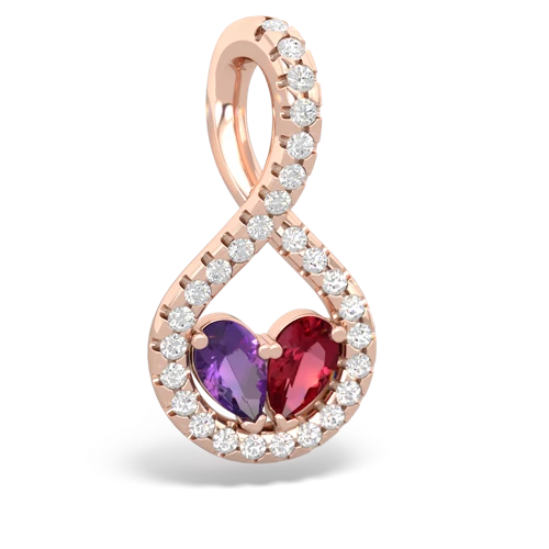 amethyst-lab ruby pave twist pendant