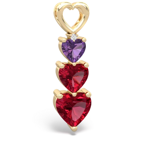 Genuine Amethyst with Lab Created Ruby and Genuine Ruby Past Present Future pendant