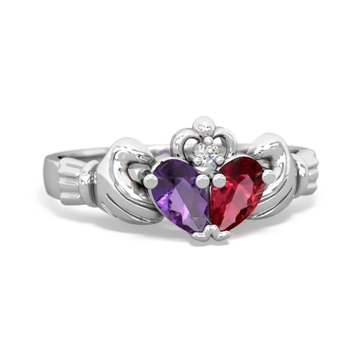 amethyst-lab ruby claddagh ring