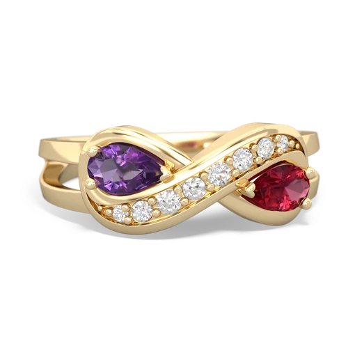amethyst-lab ruby diamond infinity ring
