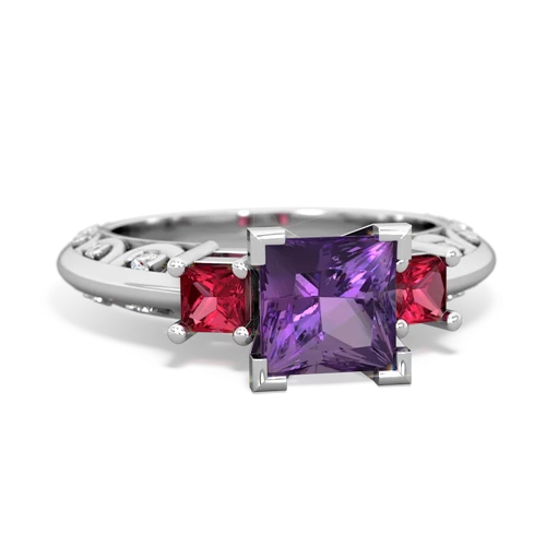 amethyst-lab ruby engagement ring