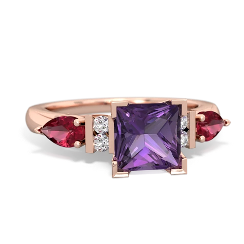 amethyst-lab ruby engagement ring