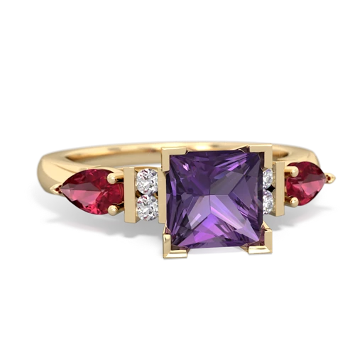 amethyst-lab ruby engagement ring