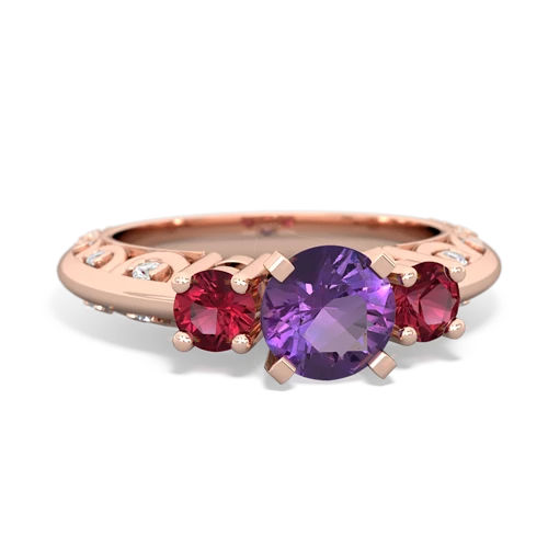 amethyst-lab ruby engagement ring