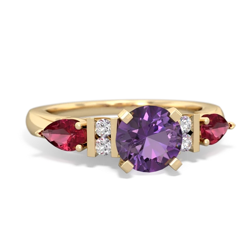 Genuine Amethyst with Lab Created Ruby and Genuine Ruby Engagement ring