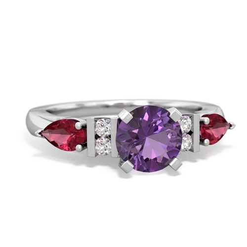 amethyst-lab ruby engagement ring