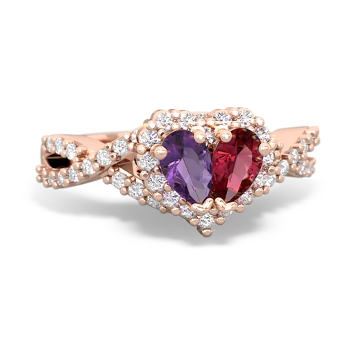 amethyst-lab ruby engagement ring