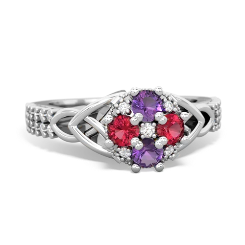 amethyst-lab ruby engagement ring