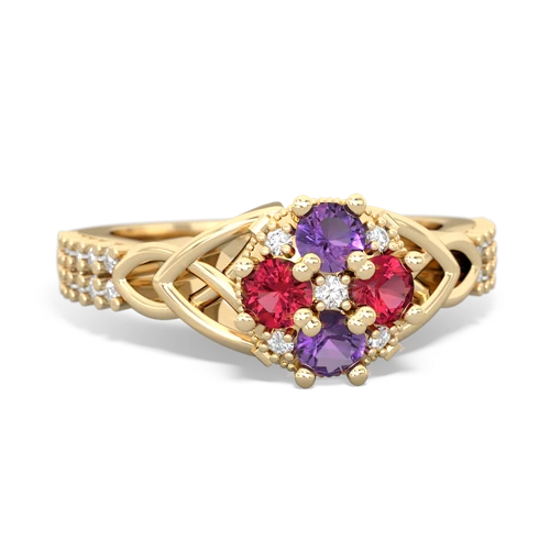 amethyst-lab ruby engagement ring