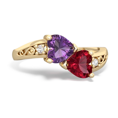 amethyst-lab ruby filligree ring