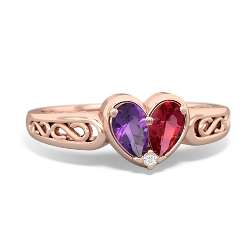 amethyst-lab ruby filligree ring