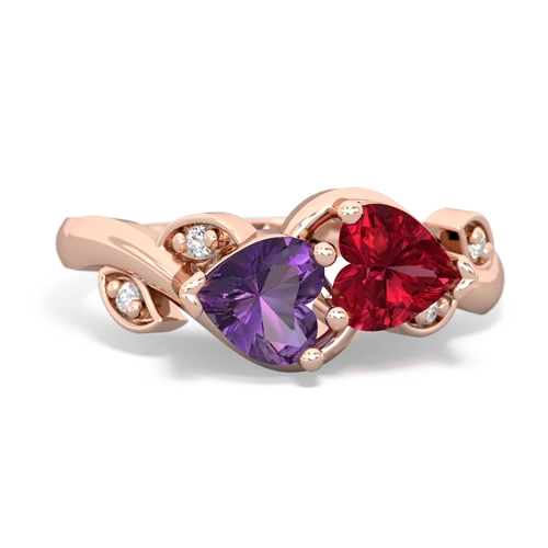 amethyst-lab ruby floral keepsake ring