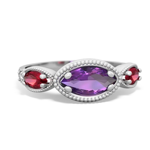 amethyst-lab ruby milgrain marquise ring