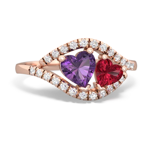amethyst-lab ruby mother child ring