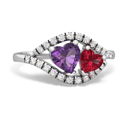 amethyst-lab ruby mother child ring