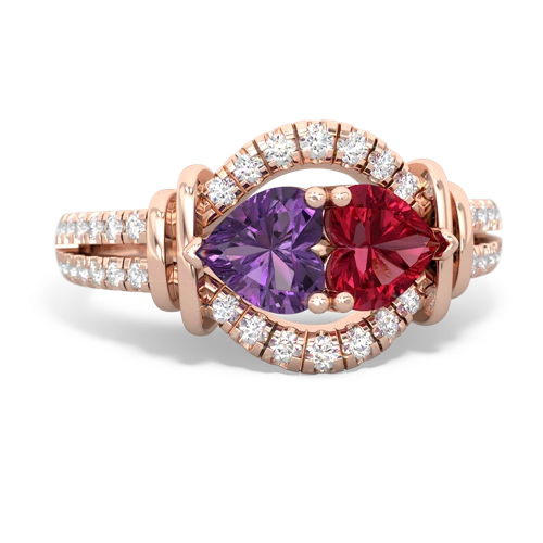 amethyst-lab ruby pave keepsake ring