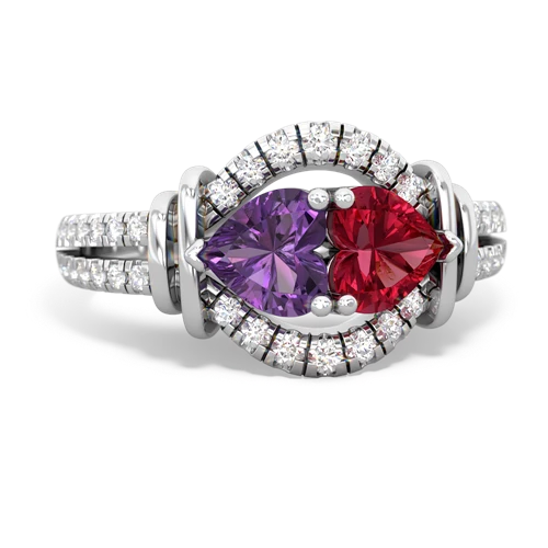 amethyst-lab ruby pave keepsake ring