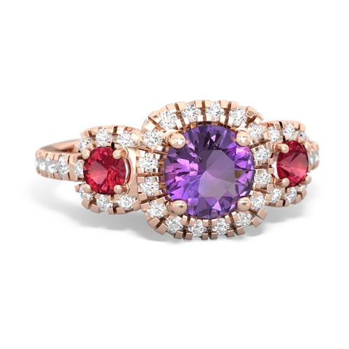 Genuine Amethyst with Lab Created Ruby and Genuine Ruby Regal Halo ring
