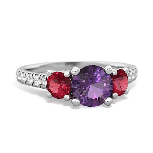 Genuine Amethyst with Lab Created Ruby and Genuine Ruby Pave Trellis ring