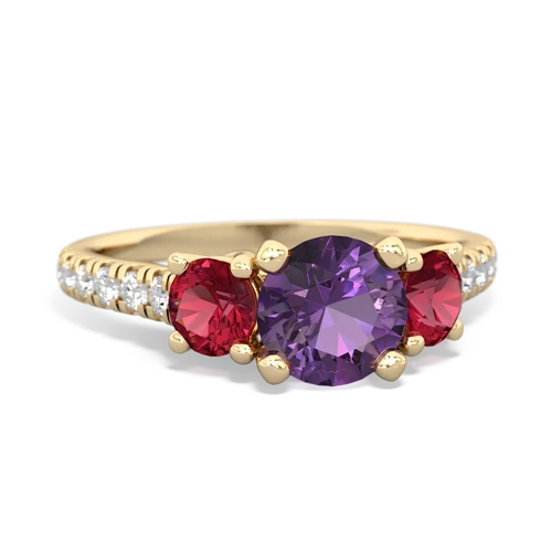 amethyst-lab ruby trellis pave ring