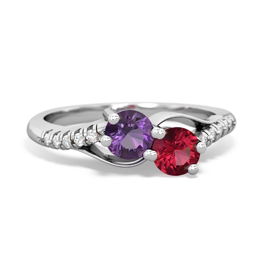 amethyst-lab ruby two stone infinity ring