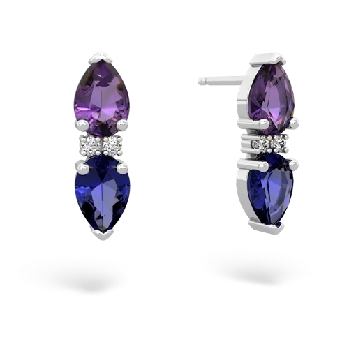 amethyst-lab sapphire bowtie earrings