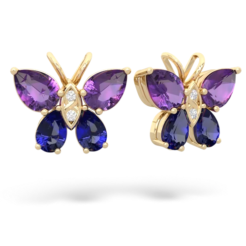 amethyst-lab sapphire butterfly earrings