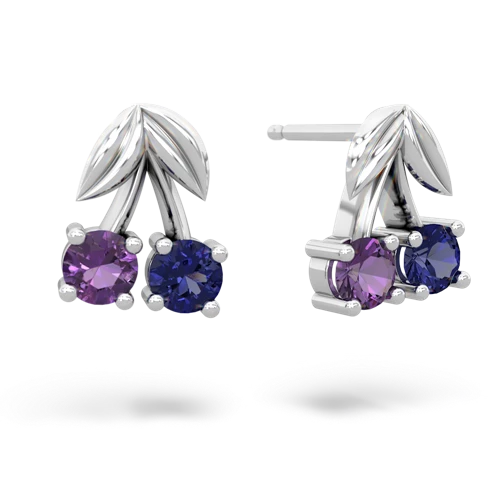amethyst-lab sapphire cherries earrings