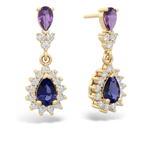Amethyst Genuine Amethyst with Lab Created Sapphire Halo Pear Dangle earrings Earrings