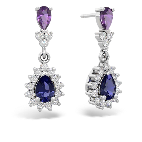 amethyst-lab sapphire dangle earrings