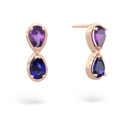 amethyst-lab sapphire infinity earrings