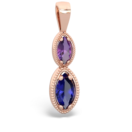 Amethyst Genuine Amethyst with Lab Created Sapphire Antique-style Halo pendant Pendant