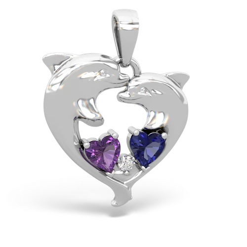 amethyst-lab sapphire dolphins pendant