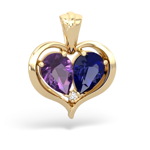 amethyst-lab sapphire half heart whole pendant