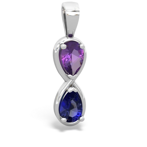 amethyst-lab sapphire infinity pendant