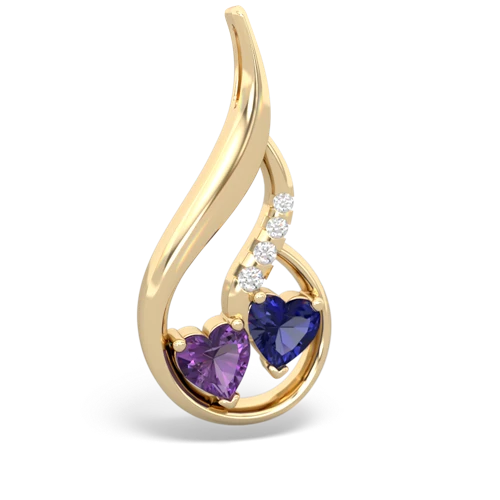 amethyst-lab sapphire keepsake swirl pendant