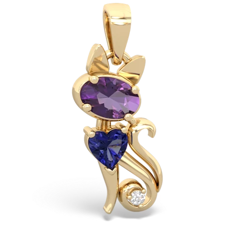 amethyst-lab sapphire kitten pendant