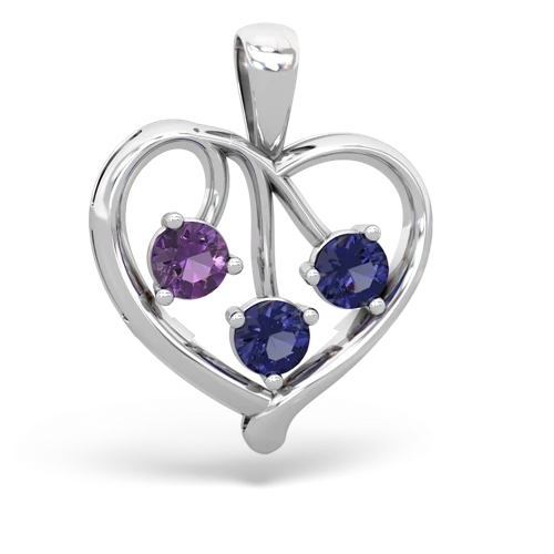 Amethyst Genuine Amethyst with Lab Created Sapphire and Genuine Aquamarine Glowing Heart pendant Pendant