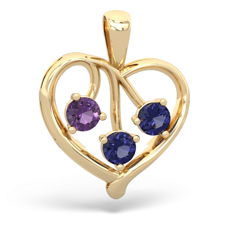 amethyst-lab sapphire love heart pendant