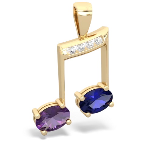 amethyst-lab sapphire music notes pendant