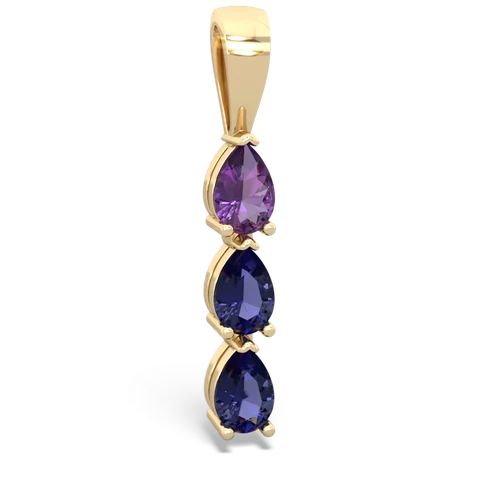 Amethyst Genuine Amethyst with Lab Created Sapphire and Lab Created Ruby Three Stone pendant Pendant
