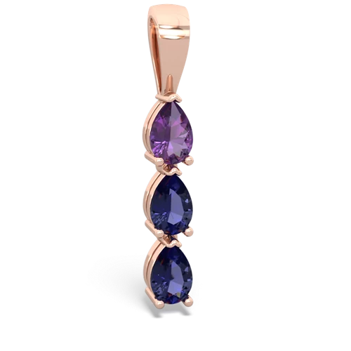 amethyst-lab sapphire three stone pendant