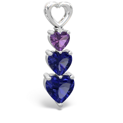 amethyst-lab sapphire three stone pendant