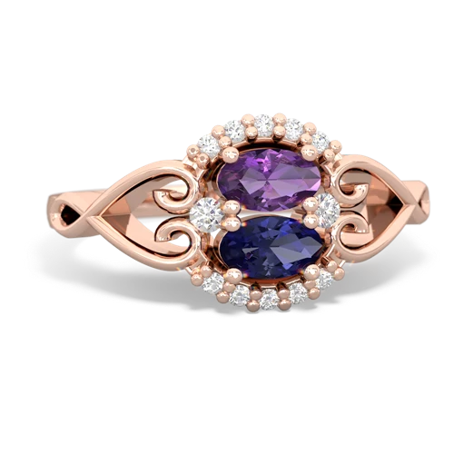 Amethyst Genuine Amethyst with Lab Created Sapphire Love Nest ring Ring
