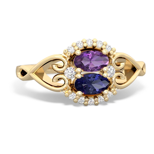 amethyst-lab sapphire antique keepsake ring