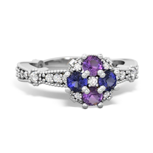 amethyst-lab sapphire art deco engagement ring